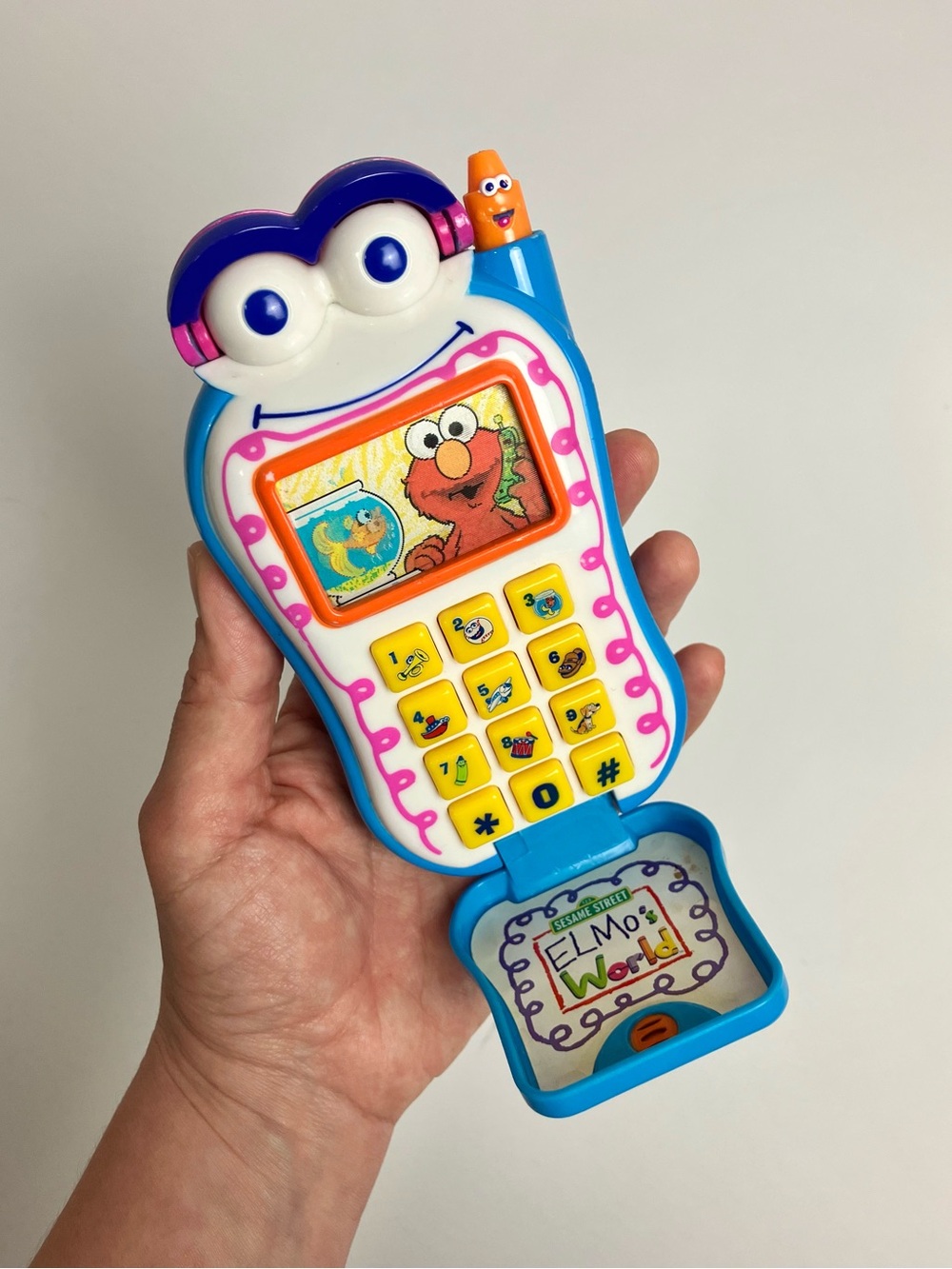 2002 Vintage Sesame Street Elmo's World Cell Phone Flip Interactive Toy Y2K